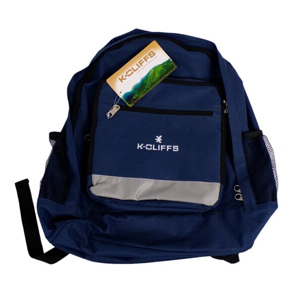 K-Cliffs Classic Navy Medium School Bag Basic Book Bag Reflective #981 - Picture 1 of 8